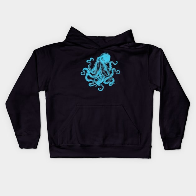 Blue Octopus Kids Hoodie by Pop Fan Shop